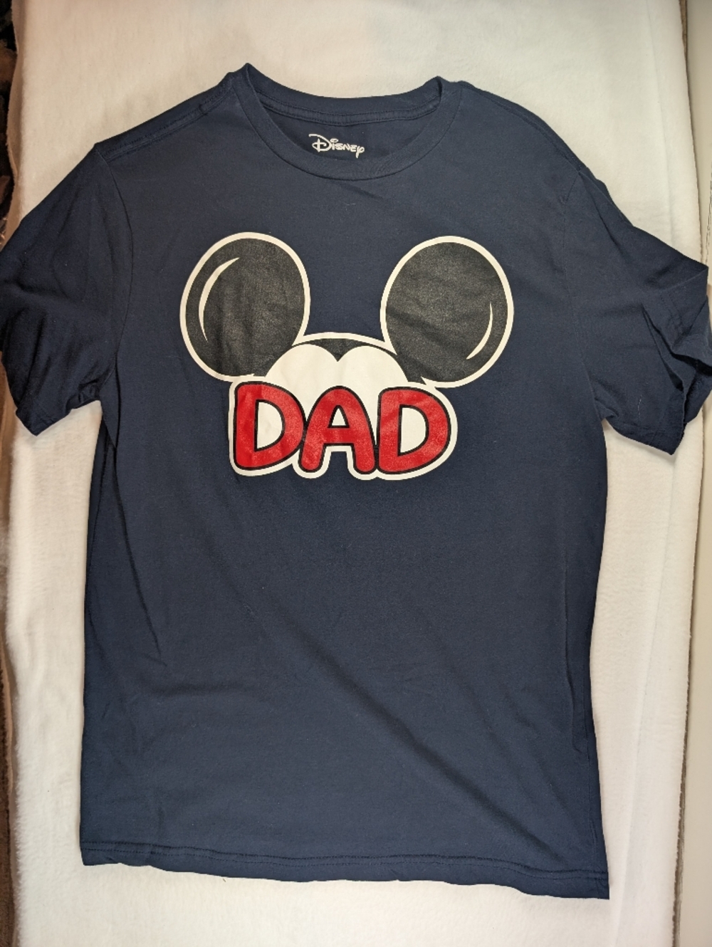 Disney Navy T-Shirt with Black Mickey Ears and Red DAD Graphic M